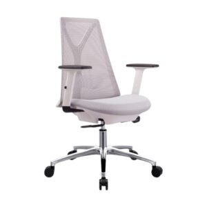 Medium Back Office Chair – SayL Replica – Mesh and Fabric – Gas Height – White