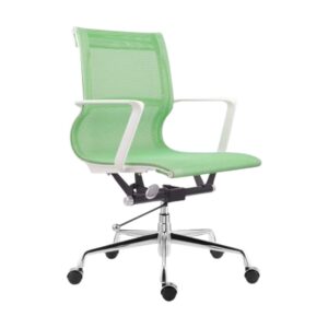 Medium Back Office Chair – Setu Replica – White Frame – Mesh and PVC – Swivel and Tilt – Gas Height – Colour Options