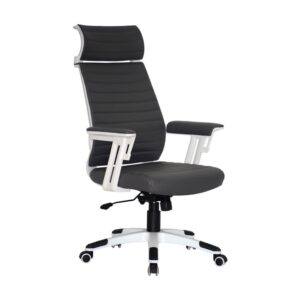 High Back Office Chair – Headrest – Wall Street – PU Leather – Swivel and Tilt – Gas Height – Dark Grey