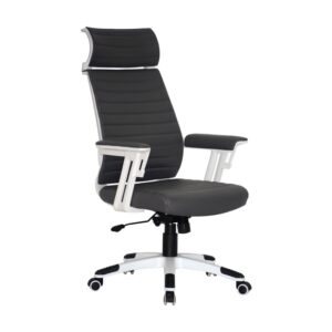 High Back Office Chair – Headrest – Wall Street – PU Leather – Swivel and Tilt – Gas Height – Dark Grey