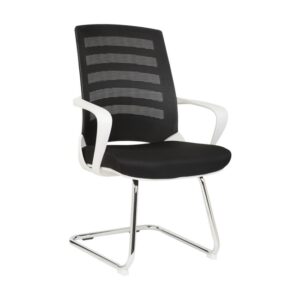 Visitors Office Chair – White Nite – Netting – Black Seat – White