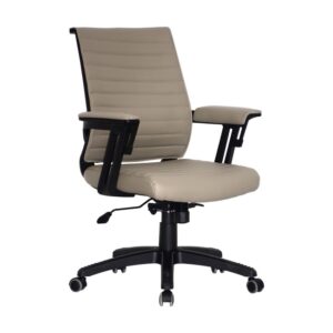 Medium Back Office Chair – Wall Street – PU Leather – Swivel and Tilt – Gas Height – Light Grey