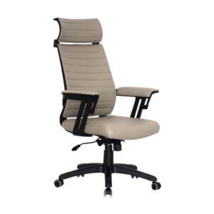 High Back Office Chair – Headrest – Wall Street – PU Leather – Swivel and Tilt – Gas Height – Light Grey