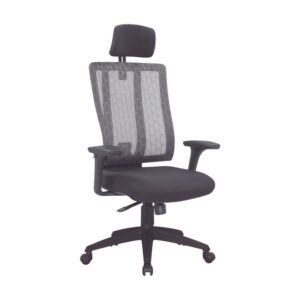 High Back Office Chair – Follow Me – Netting – Headrest – Swivel and Tilt – Gas Height – Black