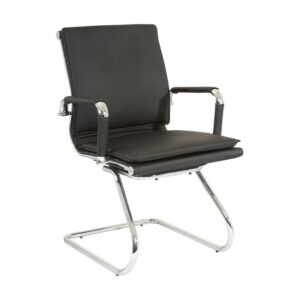 Visitors Arm Chair – Eames Flat Cushion – PU Leather – Colour Options