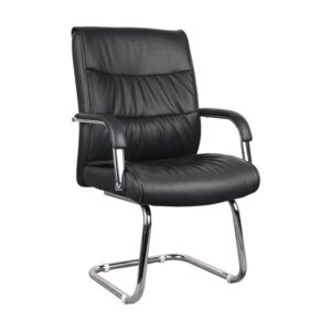 Visitors Arm Chair – Chrome Panel – PU Leather – Black