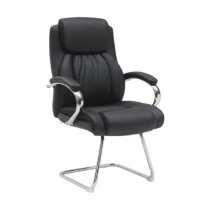 Visitors Arm Chair – PU Leather – Chrome Exec – Black