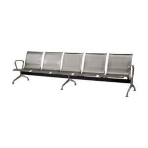 Airport Bench – Public Seating – Stainless Steel – Indoor and Outdoor Use – Flat Packed – Five Seater – 296 x 67 x 79 cm