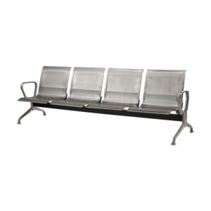 Airport Bench – Public Seating – Stainless Steel – Indoor and Outdoor Use – Flat Packed – Four Seater – 238 x 67 x 79 cm