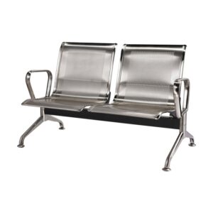 Airport Bench – Public Seating – Stainless Steel – Indoor and Outdoor Use – Flat Packed – Two Seater – 122 x 67 x 79 cm