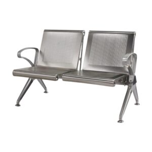 Airport Bench – Public Seating – Aluminium – Indoor and Outdoor Use – Flat Packed – Two Seater – 118 x 67 x 78 cm
