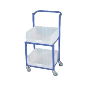 Steel Frame Plastic Container Trolley – Kit – Includes 2 x Size 8 Clear Bins – 94 x 48 x 50cm