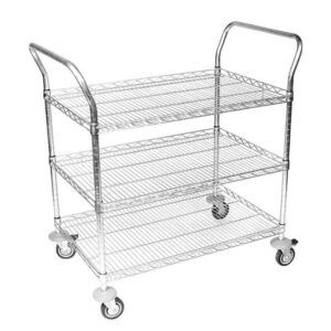 Wire Utility Trolley – 3 Shelves – Includes Handles – 106 x 90 x 60 cm