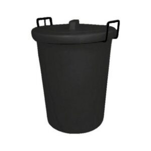 Refuse Bin with Lid – Plastic – Steel Handles – 90L – Black