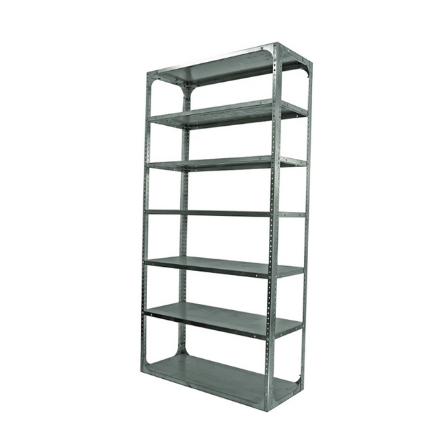 Bolted Shelving Steel Bay 7 Shelves - Uni-Angle - Seven Shelf Kit - Galvanised - 274.3 x 91.4 x 91.4 cm