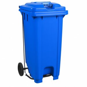 Wheelie Pedal Bin – 120L Foot Operated Pedal Bin – Plastic – Blue
