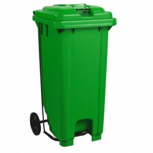 Wheelie Pedal Bin – 120L Foot Operated Pedal Bin – Plastic – Green