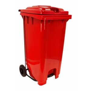 Wheelie Pedal Bin – 240L Foot Operated Pedal Bin – Plastic – Red