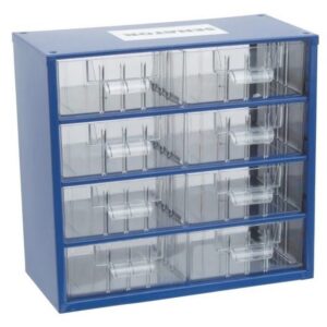 Senator Parts Organiser – Steel Case & Plastic Drawers – 8 Drawers – Transparent – 30.6 x 15.5 x 28.2 cm