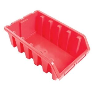Matlock Plastic Storage Bin – Wall Mountable & Stackable – Label Holder – 33 x 50 x 18.7 cm – Red