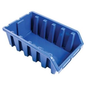 Matlock Plastic Storage Bin – Wall Mountable & Stackable – Label Holder – 33 x 50 x 18.7 cm – Blue
