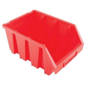 Matlock Plastic Storage Bin – Wall Mountable & Stackable – Label Holder – 17 x 24 x 12.6 cm – Red