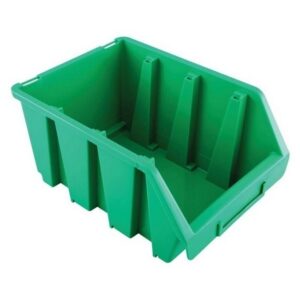 Matlock Plastic Storage Bin – Wall Mountable & Stackable – Label Holder – 17 x 24 x 12.6 cm – Green