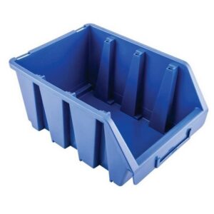 Matlock Plastic Storage Bin – Wall Mountable & Stackable – Label Holder – 17 x 24 x 12.6 cm – Blue