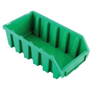 Matlock Plastic Storage Bin – Wall Mountable & Stackable – Label Holder – 11.6 x 21.2 x 7.5 cm – Green
