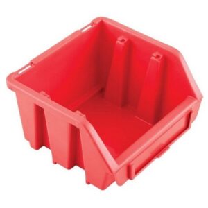 Matlock Plastic Storage Bin – Wall Mountable & Stackable – Label Holder – 11.6 x 11.2 x 7.5 cm – Red
