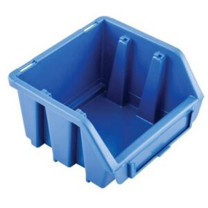 Matlock Plastic Storage Bin – Wall Mountable & Stackable – Label Holder – 11.6 x 11.2 x 7.5 cm – Blue