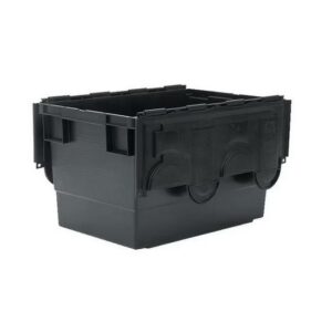 Matlock Euro Container with Lid – Plastic ALC – Heavy-Duty – 60 x 40 x 33.5 cm – Black – 68L – Nestable & Stackable