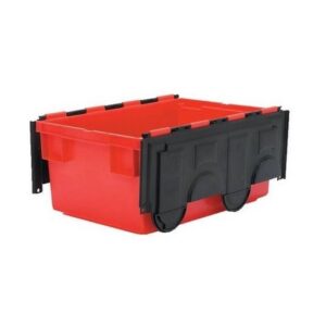 Matlock Euro Container with Lid – Plastic ALC – Heavy-Duty – 60 x 40 x 26.5 cm – Red & Black – 49.5L – Nestable & Stackable