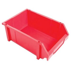 Matlock Plastic Louvre Panel Bin – Stack and Hang Container – Interlocking Design – 28 x 42.5 x 18.4 cm – Red