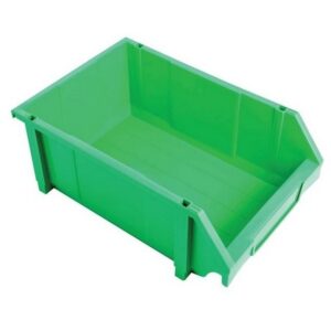 Matlock Plastic Louvre Panel Bin – Stack and Hang Container – Interlocking Design – 28 x 42.5 x 18.4 cm – Green