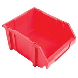 Matlock Plastic Louvre Panel Bin – Stack and Hang Container – Interlocking Design – 28 x 35 x 18.4 cm – Red
