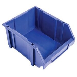 Matlock Plastic Louvre Panel Bin – Stack and Hang Container – Interlocking Design – 28 x 35 x 18.4 cm – Blue