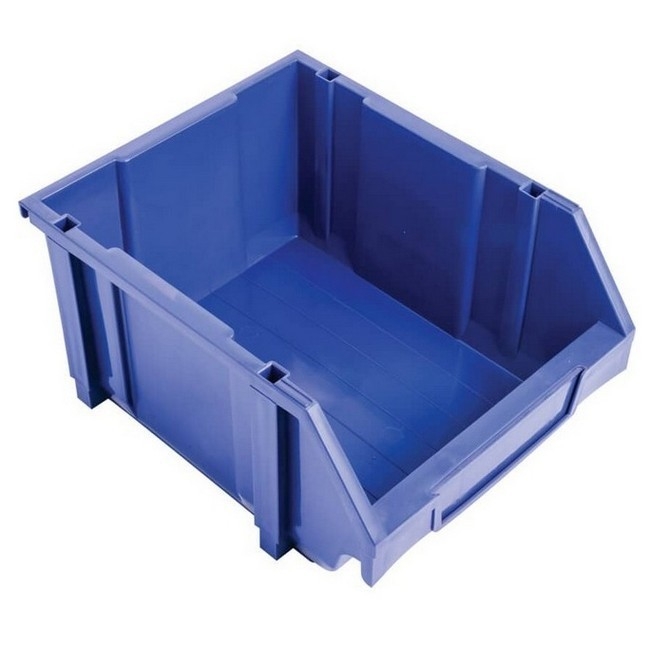 Matlock Plastic Louvre Panel Bin - Stack and Hang Container - Interlocking Design - 28 x 35 x 18.4 cm - Blue