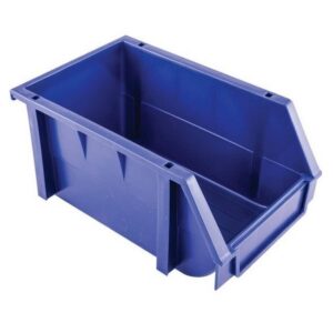 Matlock Plastic Louvre Panel Bin – Stack and Hang Container – Interlocking Design – 15.7 x 23.7 x13.2 cm – Blue