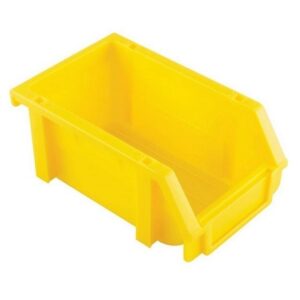 Matlock Plastic Louvre Panel Bin – Stack and Hang Container – Interlocking Design – 10 x 16 x 7.4 cm – Yellow