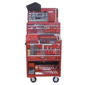 KennedyPro Apprentice Engineers Tool Kit – 208 Pieces – Steel Tool Chest & Roller Cabinet – 89 x 69 x 46 cm