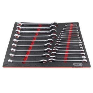 Kennedy Metric Combination Spanner Set – 26 Pieces – with full Width Foam Tool Control Inlay for Tool Roller Cabinets