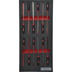 Kennedy Engineers File Set – 12 Pieces – with 1/3 Width Foam Tool Control Inlay for Tool Roller Cabinets