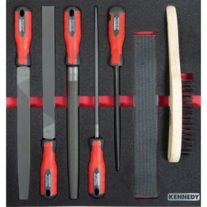 Kennedy Engineers File Set – 7 Pieces – with 2/3 Width Foam Tool Control Inlay for Tool Chests