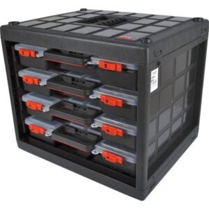 Kennedy Small Parts Organiser Case – Plastic Case & Drawers – 4 Stackable Cases – Translucent Lids – 42.5 x 37.5 x 35 cm