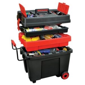 Kennedy Plastic Tool Box – Mobile – Tow Handle & Lockable Lid – 55 x 35 x 47.5 cm