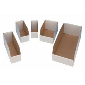 Avon Cardboard Storage Bins – 15.2 x 22.8 x 11.5 cm – White – Writable Panel – Pack of 50