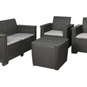 Jabulani Patio Furniture Set – Outdoor – Rattan Look – Charcoal – 4 Piece