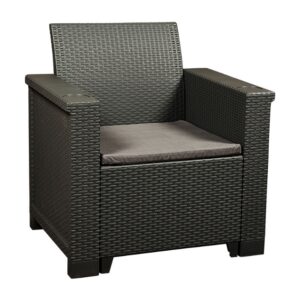 Jabulani One Seater Patio Chair – Outdoor – Rattan Look – Charcoal – 73 x 57 x 75cm