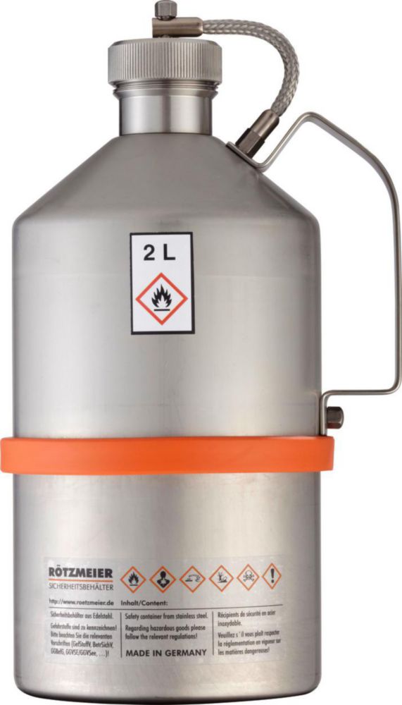 Rötzmeier Safety can 2 ltr. with flame safeguard and screw lid 1 1/4" unpolished, without shaft